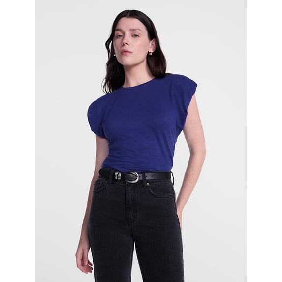 Scenario Women's and Women's Plus Tee with Short Bubble Cap Sleeves, Sizes XS-4X