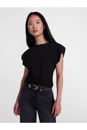 Women's and Women's Plus Tee with Short Bubble Cap Sleeves, Sizes XS-4X