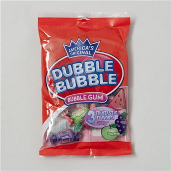BUBBLE GUM DUBBLE BUBBLE 3 FRUIT FLAVORS DOUBLETWIST PCS PEG BAG, Case Pack of 12