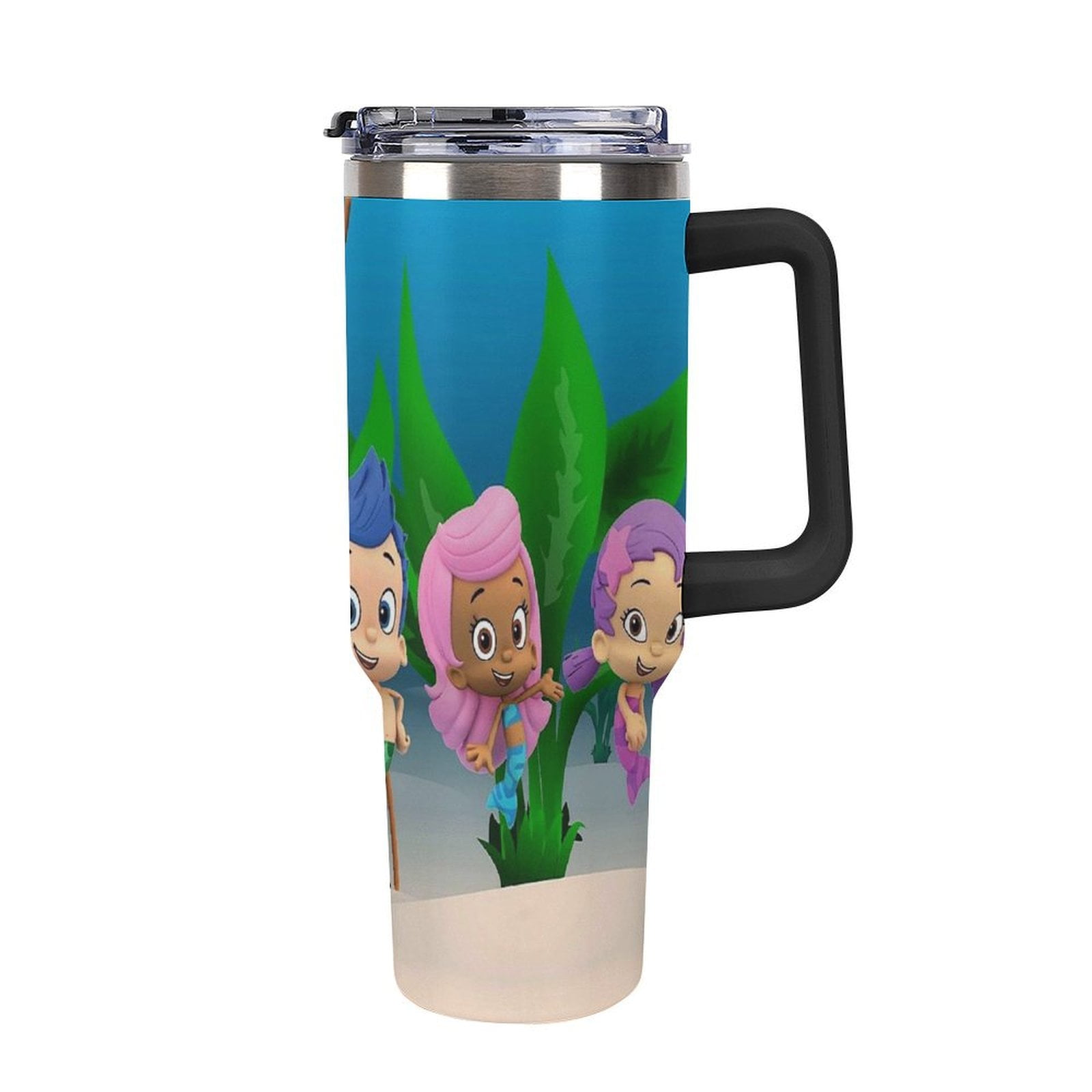 BUBBLE GUPPIES 40 Oz Tumbler With Handle And Straw, Stainless Steel ...