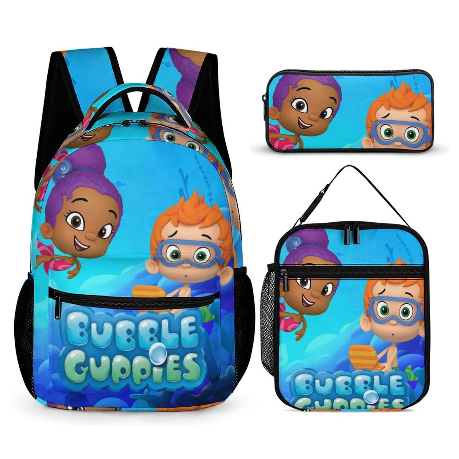 BUBBLE GUPPIES Backpacks 3 Piece Set Bookbag with Lunch Bag And Pencil ...