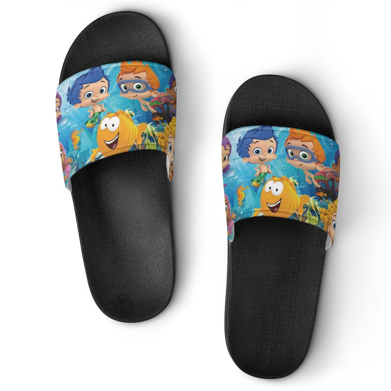 BUBBLE GUPPIES Boys Slide Sandals, Comfort Casual Pool Slide Outdoor ...