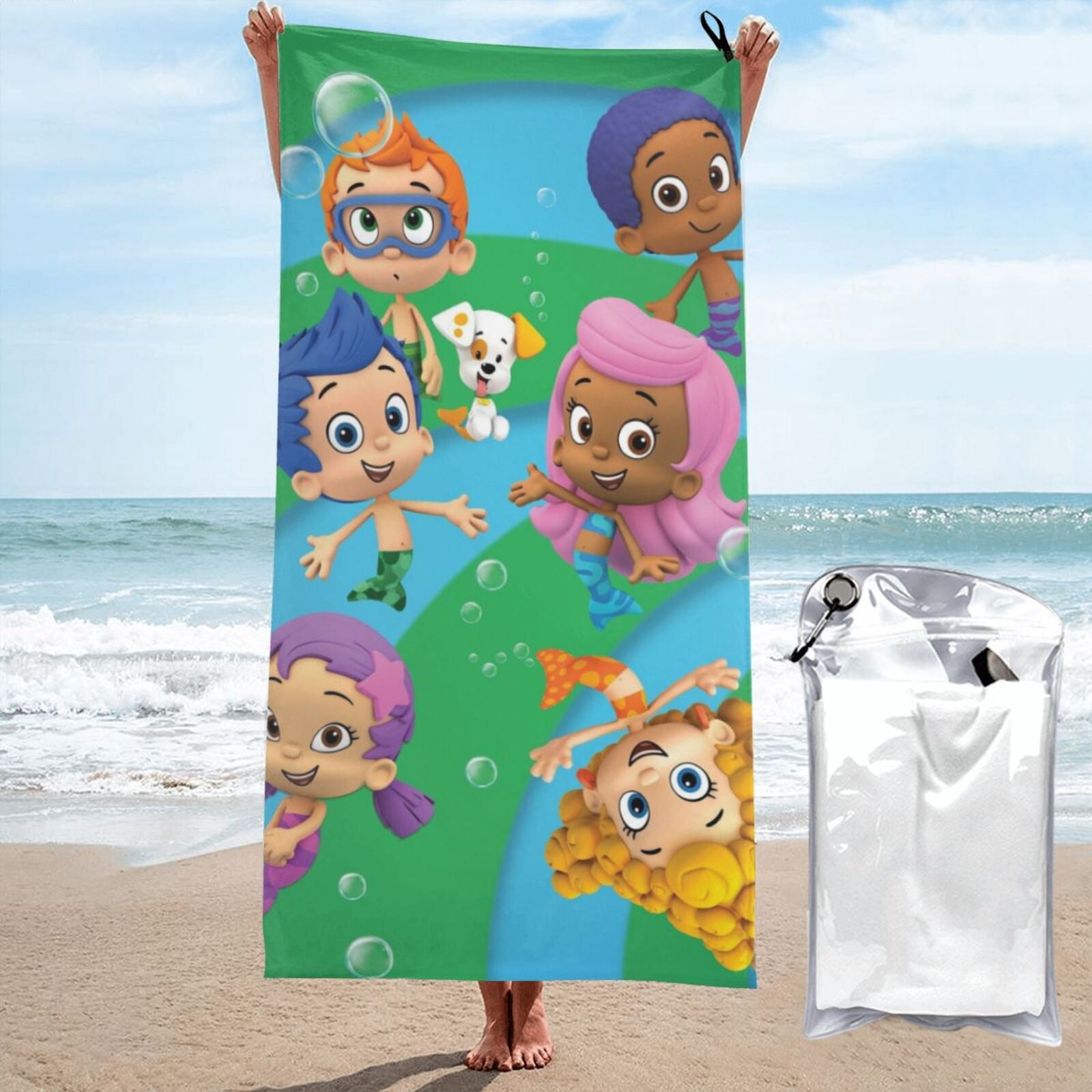 BUBBLE GUPPIES Microfiber Beach Towel Oversized Lightweight Quick Dry