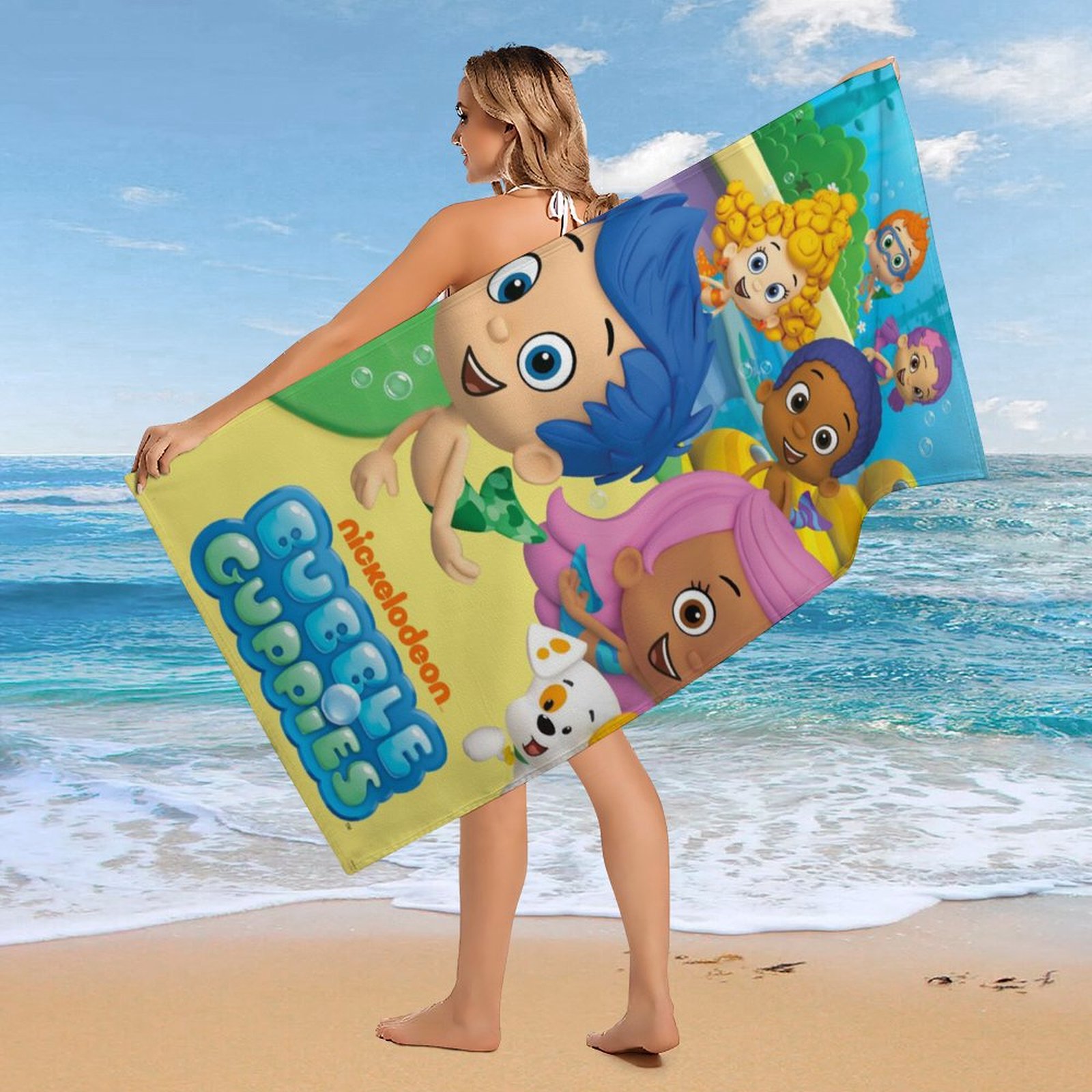 BUBBLE GUPPIES Microfiber Beach Towel Oversized Lightweight Quick Dry