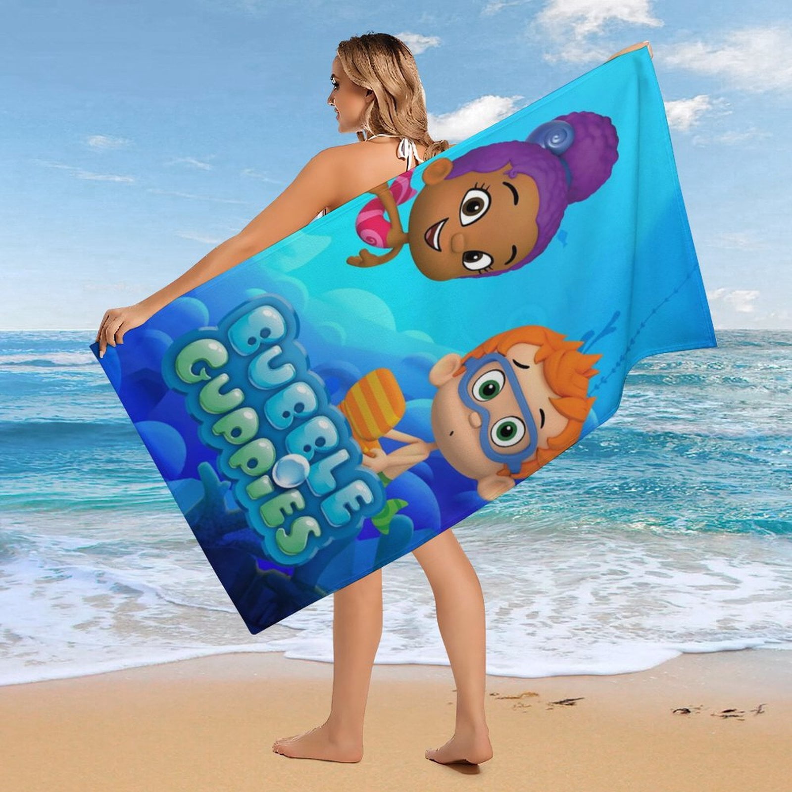 BUBBLE GUPPIES Microfiber Beach Towel Oversized Lightweight Quick Dry