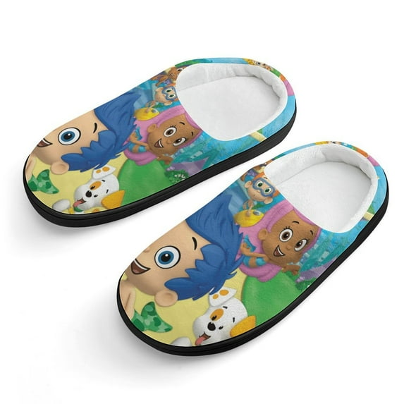 BUBBLE GUPPIES Slippers for Kids, Cute Soft Plush Anti-slip Fluffy Fuzzy House Slippers Warm Soft Plush Non-Slip Indoor Outdoor Slip-on Shoes for Boys Girls