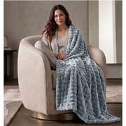 Cozy Haven Luxury Bubble Plush Oversized Couch Throw Blanket, Blue, 50 x 72 in