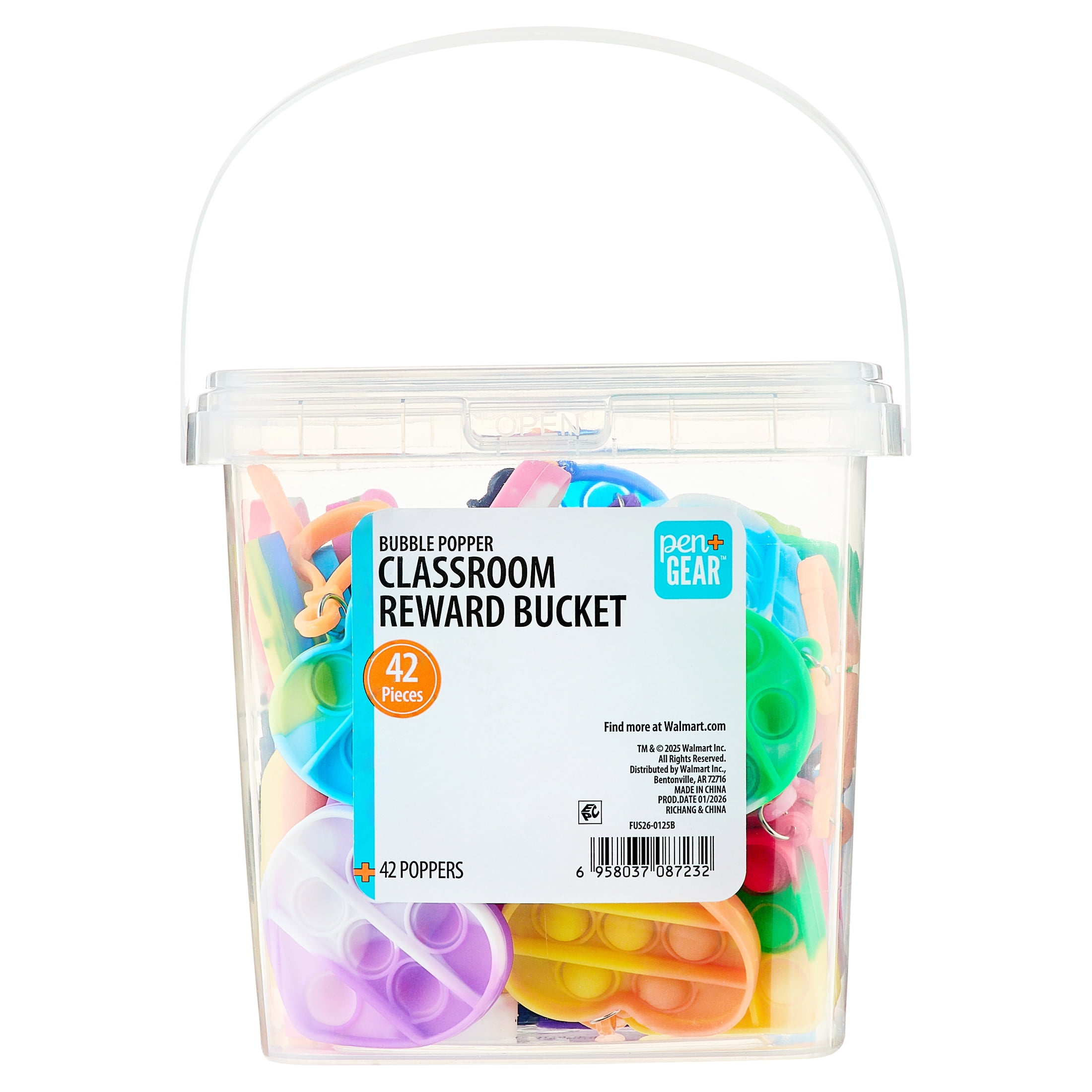 Pen+Gear Bubble Popper Keychains Classroom Reward Bucket, 42 Count