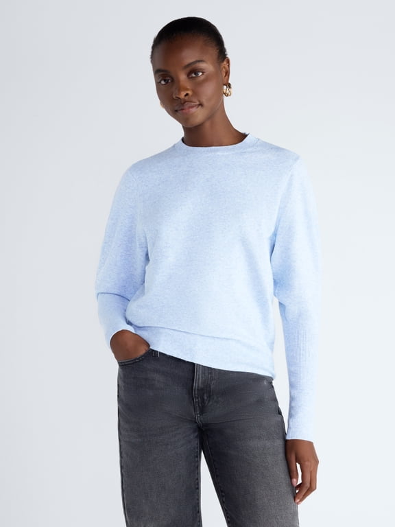 Women’s Knit Pullover with Bubble Sleeves, Sizes XS-XXL