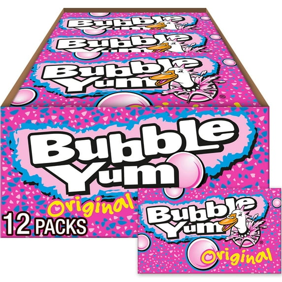BUBBLE YUM Original Flavor Chewy, Bubble Gum Packs, 2.82 oz (12 Count)