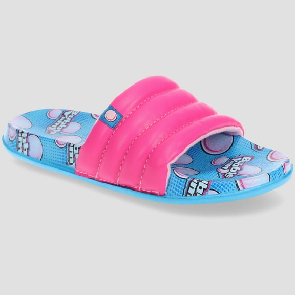 BUBBLE YUM Slide Sandals for Kids, Bubble Gum Pool Slide, Pink, Big Kid Size 1/2