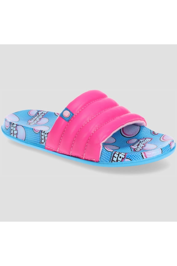 BUBBLE YUM Slide Sandals for Kids, Bubble Gum Pool Slide, Pink, Little Kid Size 10/11