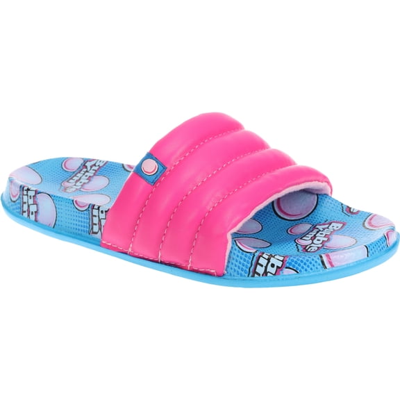 BUBBLE YUM Slide Sandals for Kids, Bubble Gum Pool Slide, Pink, Little Kid Size 12/13