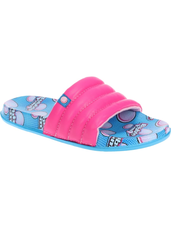 BUBBLE YUM Slide Sandals for Kids, Bubble Gum Pool Slide, Pink, Little Kid Size 12/13
