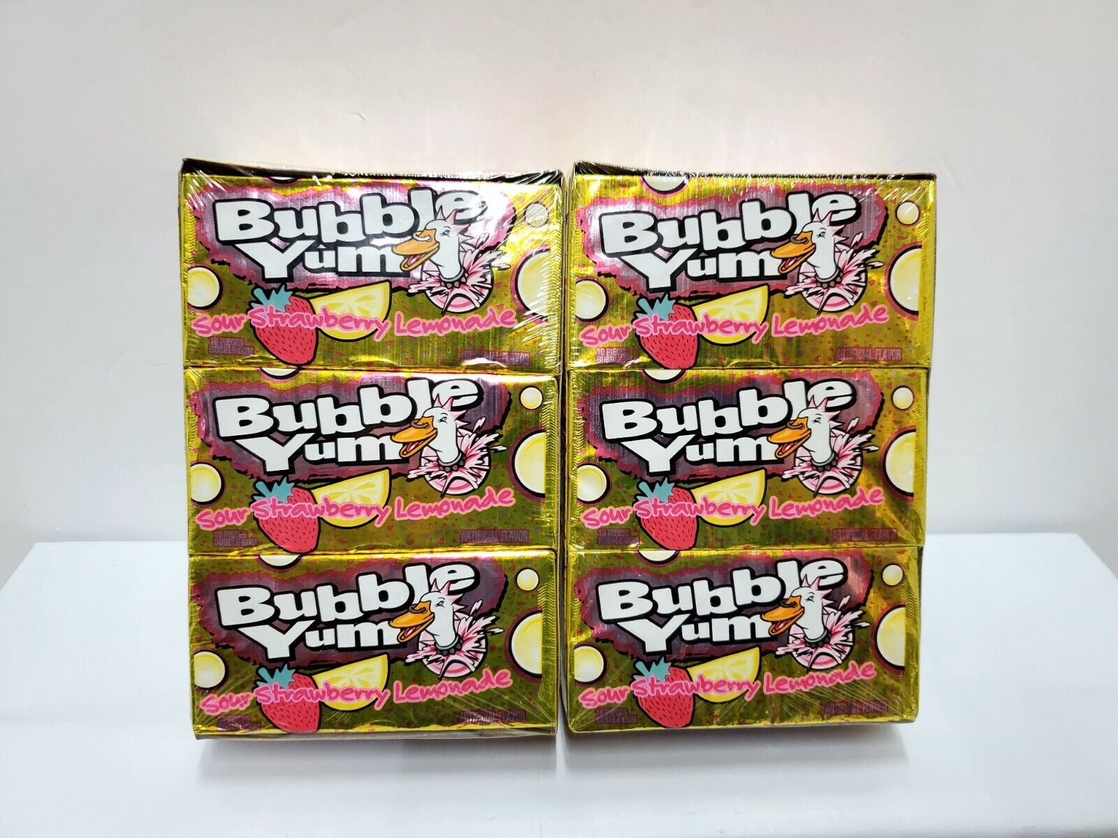 BUBBLE YUM Sour Strawberry Lemonade Chewy, Bubble Gum Packs