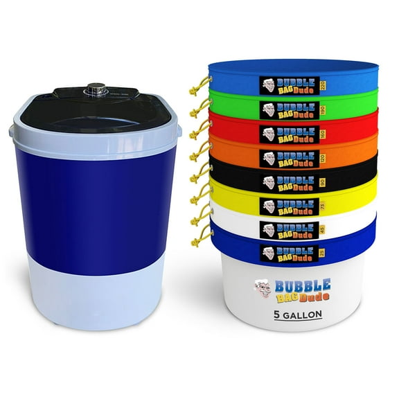 BUBBLEBAGDUDE 5 Gallon Bubble Machine With 5 Gallon 8 Filter Bag Set & 5 Gallon Zipper Bag (220 micron)