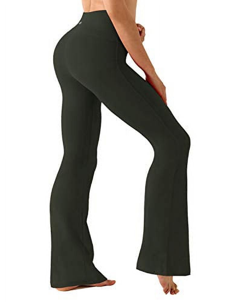 BUBBLELIME 29/31/33/35/37 4 Styles Women's High Waist Bootcut Yoga  Pants - Basic Nylon_OLIVEGRAY M-31 Inseam 