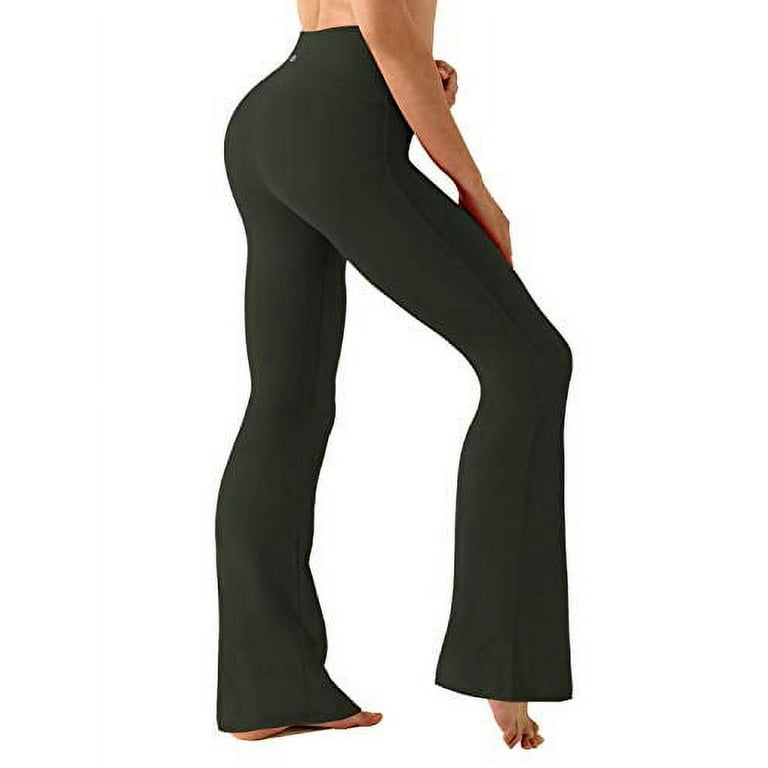 BUBBLELIME 29/31/33/35/37 4 Styles Women's High Waist Bootcut Yoga  Pants - Basic Nylon_OLIVEGRAY M-31 Inseam