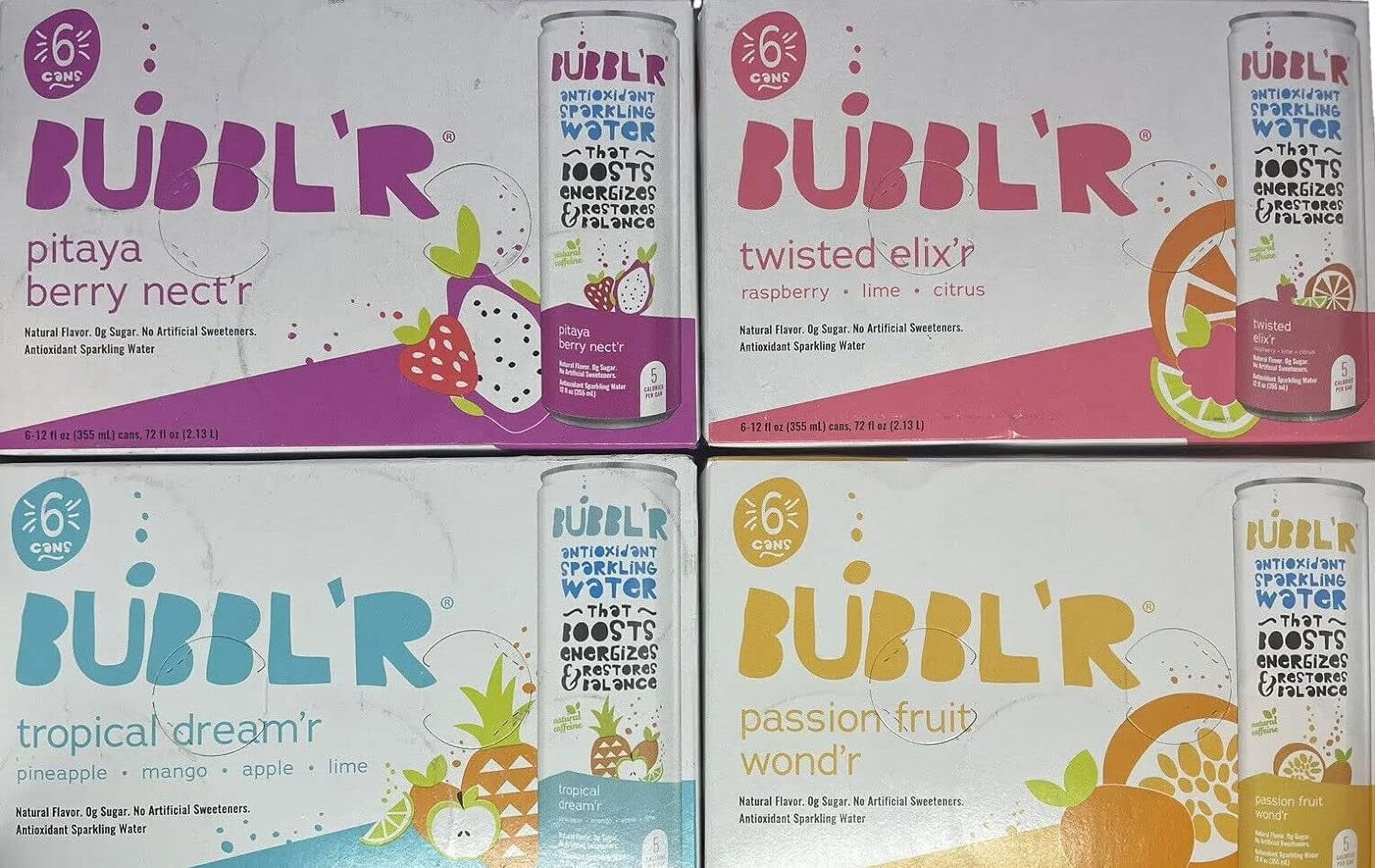BUBBLR 24 Pack, Bubblr Antioxidant Sparkling Water, Variety Pack, Bundled with Lang