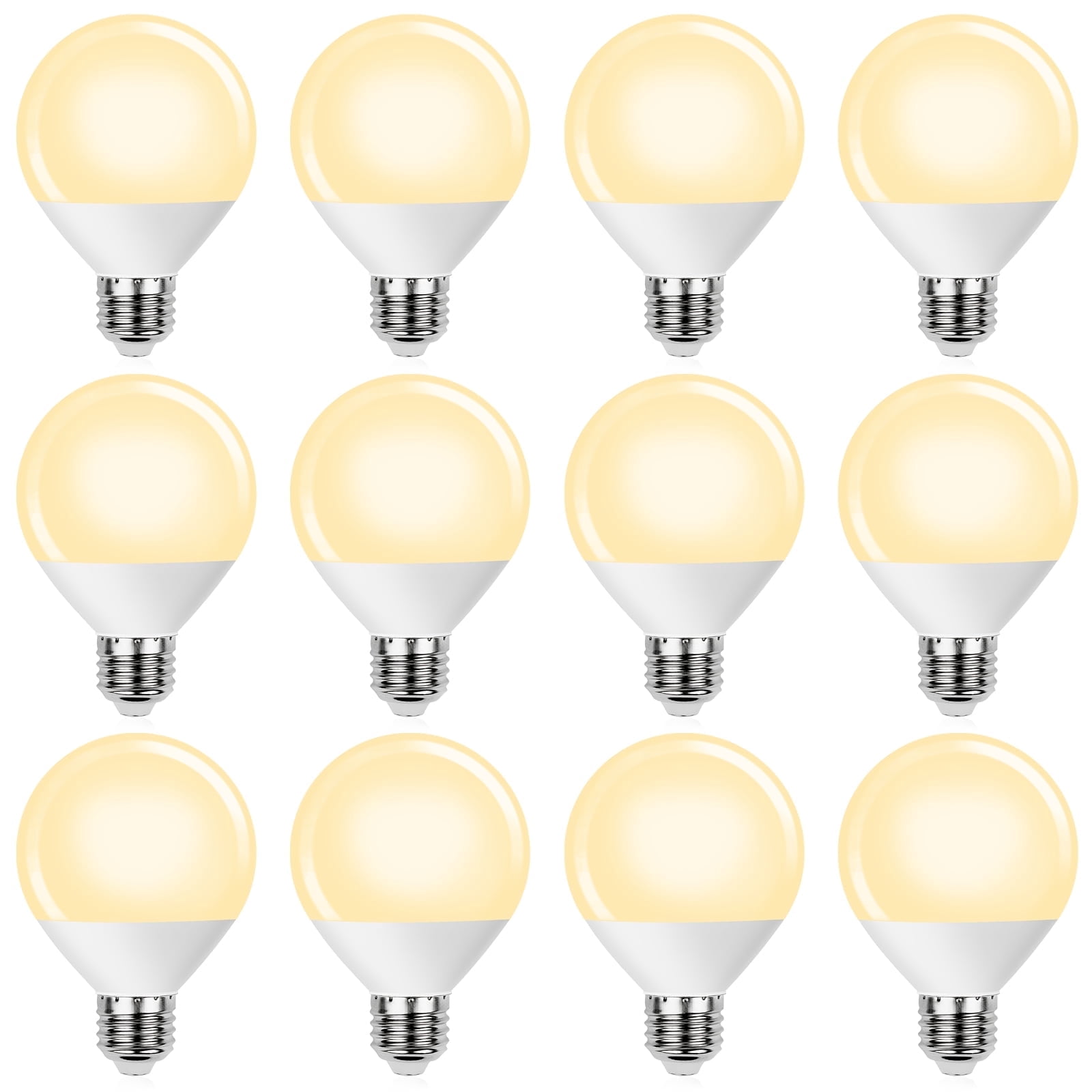 BUBO Vanity Light Bulbs, 60 Watt Equivalent, Bathroom Light Bulbs Soft White 2700K, G25 Round Bulbs, 800 Lumens, E26 Medium Base, 7W, Non-Dimmable, 12 Pack