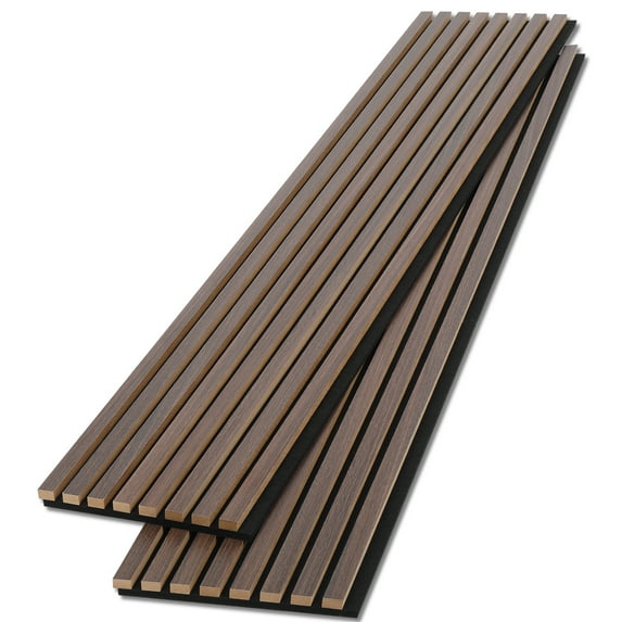BUBOS Acoustic Wood Wall Panels,Decorative Sound Proof Panels for Walls and Ceiling,Acoustic Panels for Interior Design,3D Slat Wood Wall Panels (2Pack-94.49” x 25.2”, Natural Walnut)