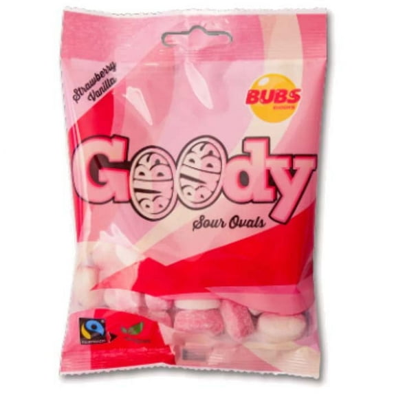 BUBS Godis: Sour Strawberry Vanilla Goody Ovals (90g)