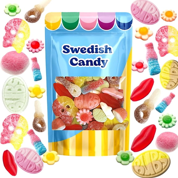BUBS Swedish Candy Sour & Sweet Pick and Mix Assorted Scandinavian Gummy Candy, Soft and Chewy Texture, Bulk Bag Made in Sweden