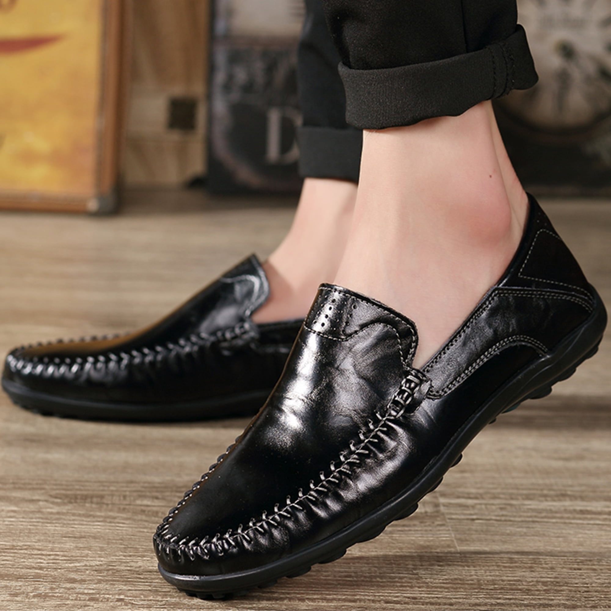 BUBUDENG Men s Casual Penny Loafers Comfortable Slip On Driving Dress Shoes