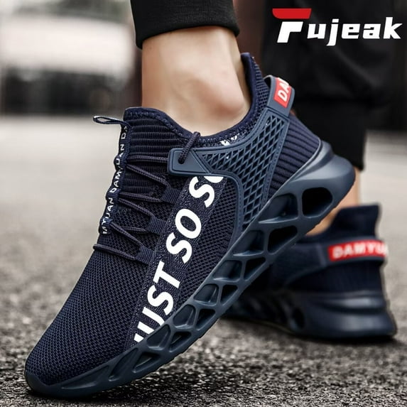 BUBUDENG Mens Running Sneaker Breathable Mesh Blade Athletic Shoes Comfort Walking Shoes Sports Jogging Shoes