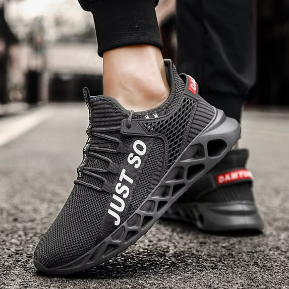 BUBUDENG Mens Running Sneaker Breathable Mesh Blade Athletic Shoes Comfort Walking Shoes Sports Jogging Shoes