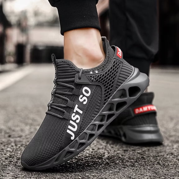 BUBUDENG Mens Running Sneaker Breathable Mesh Blade Athletic Shoes Comfort Walking Shoes Sports Jogging Shoes