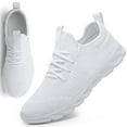 thumbnail image 1 of BUBUDENG Mens Walking Sneakers Athletic Shoes Breathable Knit Casual Shoes 9 White Trainers Lightweight, 1 of 8