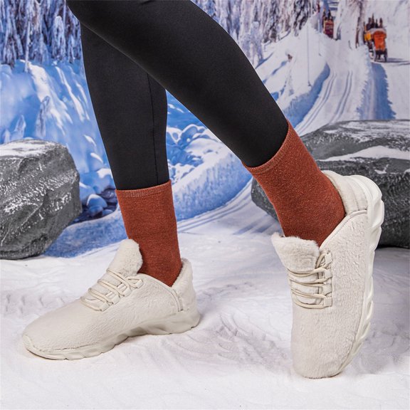 BUBUDENG Womens Comfortable Cotton-padded Shoes Plush Lined House Shoes Soft Warm Winter Outdoor Shoes