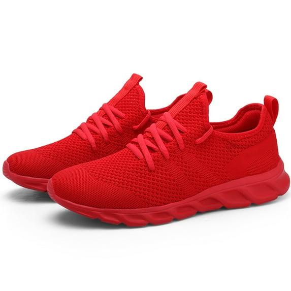 BUBUDENG Womens Slip-on Sneakers Athletic Walking Sneakers Lightweight Casual Running Gym Shoes Size 7 Red