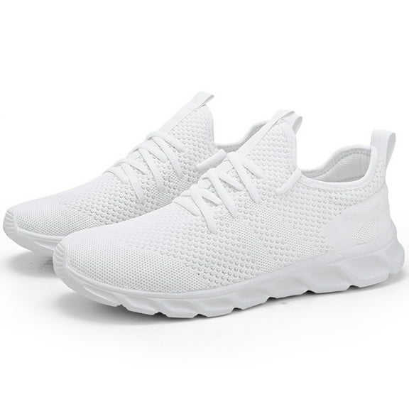 BUBUDENG Womens Slip-on Sneakers Athletic Walking Sneakers Lightweight Casual Running Gym Shoes Size 9.5 White