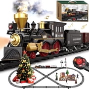 BUBUQE Train Set for Kids Remote Control Electric Toys Steam Locomotive, Cargo Cars & Luxury Tracks