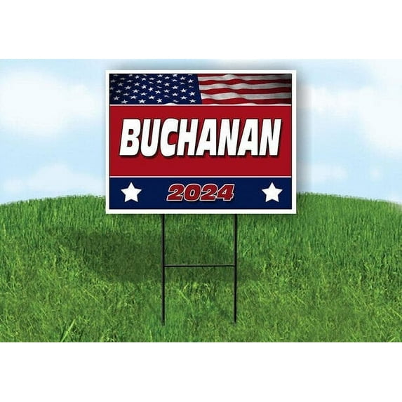 BUCHANAN FLAG RED 2024 18inx24in Yard Road Sign w/ Stand