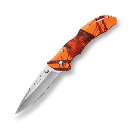 Buck Knives 285 Bantam BLW Folding EDC Knife, 3-1/8” Pocket Knife Blade, Mossy Oak Blaze Orange Camo, 2.4 oz
