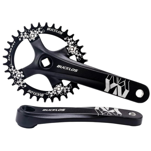 BUCKLOS 104 BCD Mountain Bike Single Speed Crankset, 170mm Square Taper Crankset with Plating Chainring 30/32/34/36/38T (Multicolor)