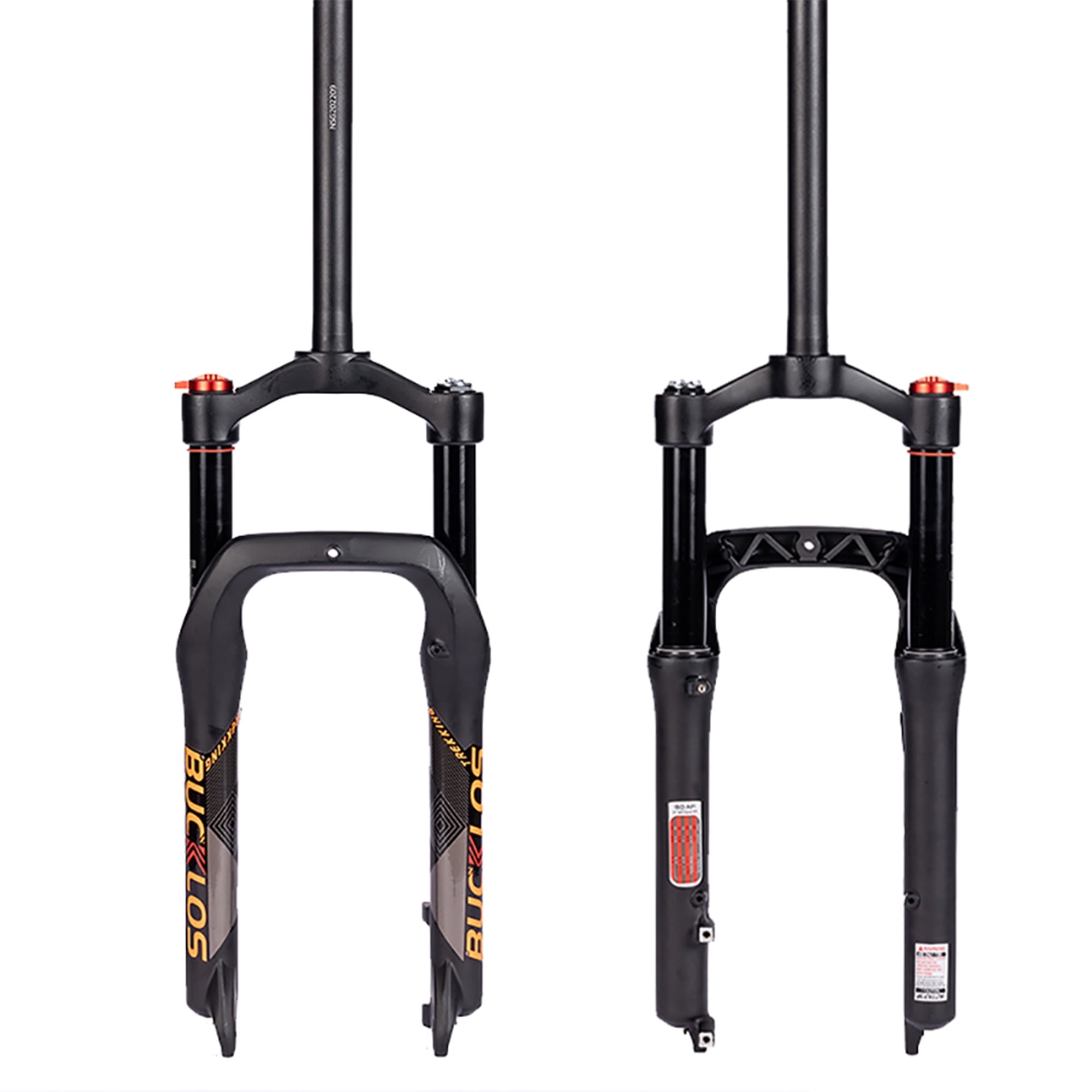 BUCKLOS 20 inch Air MTB Suspension Fork 4.0 Fat Tire, 140mm Travel Spacing Hub 135mm 1 1/8 Straight Tube Manual Lockout 9mm QR Mountain Bike Front Forks, fit Snow Beach XC E-Bikes ect.