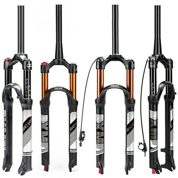 BUCKLOS 26/27.5/29" XC MTB Air Spring Suspension Fork,1-1/8" Threadless Straight/Tapered Tube, Manual/Remote Lockout,120mm Travel Rebound Adjust, Disc Brake, QR 9mm Axle Type Mountain Bike Front Forks
