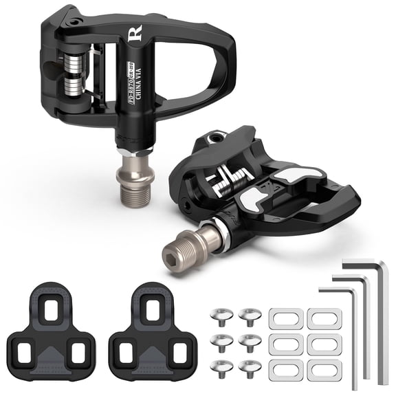 BUCKLOS Road Bike Cleats Compatible with Look KEO Pedals for Cycling Shoes -0/4.5/9 Degree Float Grip Anti-Slip Rubber Surface for Indoor Peloton & Outdoor Road Bicycle