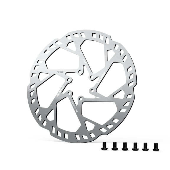 BUCKLOS RT60E 180mm E-Bike Disc Brake Rotor, 6 Bolts Stainless Steel Rotor with M5 Screws, 2.3mm Thickened Universal Heavy Duty for Bike Motorcycle MTB E-Scooter Talaria Sting Surron LBX Segway