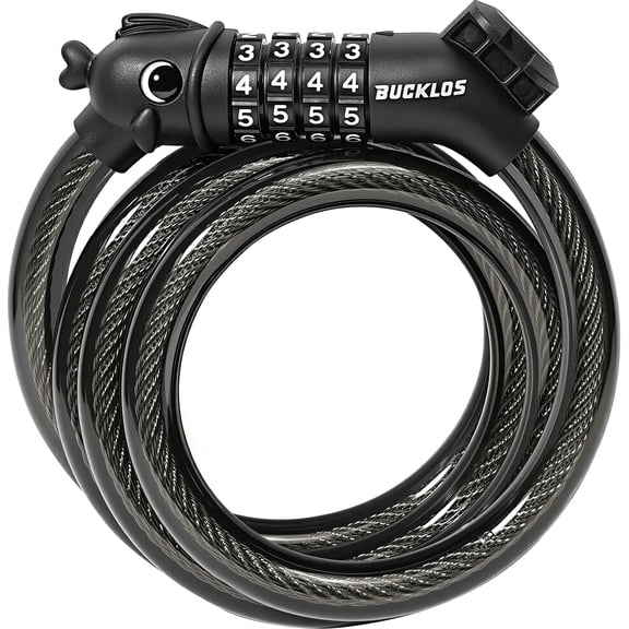 BUCKLOS 4-Digit Resettable Bike Cable Lock, 135cm/4.4ft Steel Cable Anti-Theft Bicycle Lock with Cute Fish Head Design, Portable Combination Lock with Mount Bracket for Bikes, Scooters, Outdoor Use