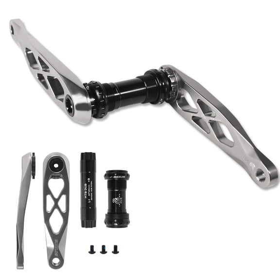 BUCKLOS Bike Crank Arm Set with Bottom Bracket 170MM Aluminum Alloy Road Bicycle Crank Black/Titanium/Silver Direct Mount Single Speed Mountain Bike Cranksets for MTB BMX