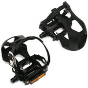 BUCKLOS Bike Pedals with Toe Cages and Straps - Bicycle Toe Clips Cage Compatible with Peloton Bike for Regular Shoes Indoor Exercise/Outdoor Cycling 9/16 Aluminum