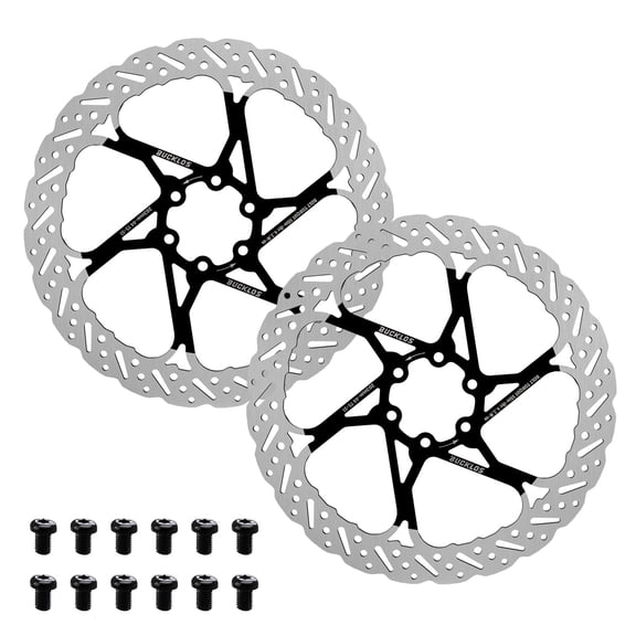 BUCKLOS RT58 2PC Bike Disc Brake Rotors with 12 Bolts,140mm 160mm 180mm 203mm MTB Stainless Steel Bicycle Brake Rotor Fit for Mountain Bikes, Road Bikes, BMX (M5 Screws)