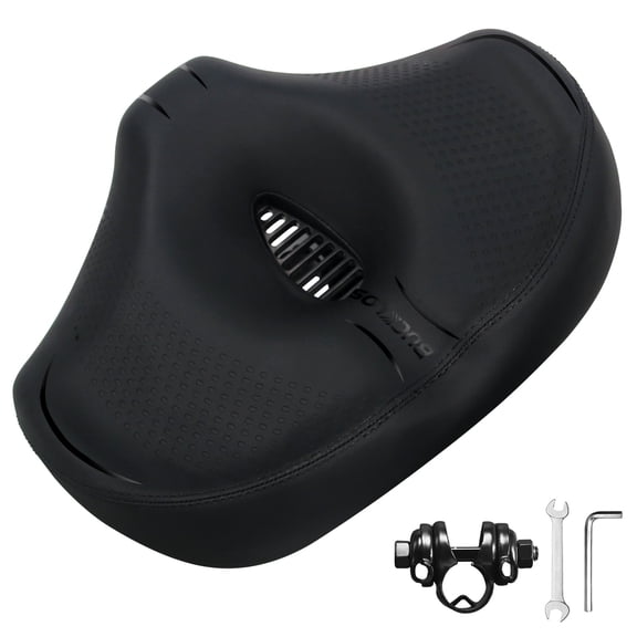 BUCKLOS Noseless Bike Seat for Comfort Men&Women Extra Wide Bicycle Seat Cushion Oversized Comfortabele Foam Padded Bike Saddle for Peloton Exercise Bike Ebike Cruiser Bikes