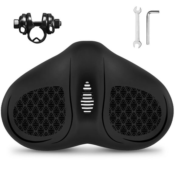 BUCKLOS Noseless Bike Seat for Comfort Men&Women Extra Wide Bicycle Seat Cushion Oversized Comfortabele Foam Padded Bike Saddle for Peloton Exercise Bike Ebike Cruiser Bikes