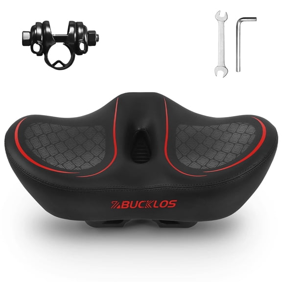 BUCKLOS Noseless Bike Seat for Comfort Men&Women Extra Wide Bicycle Seat Cushion Oversized Comfortabele Foam Padded Bike Saddle for Peloton Exercise Bike Ebike Cruiser Bikes